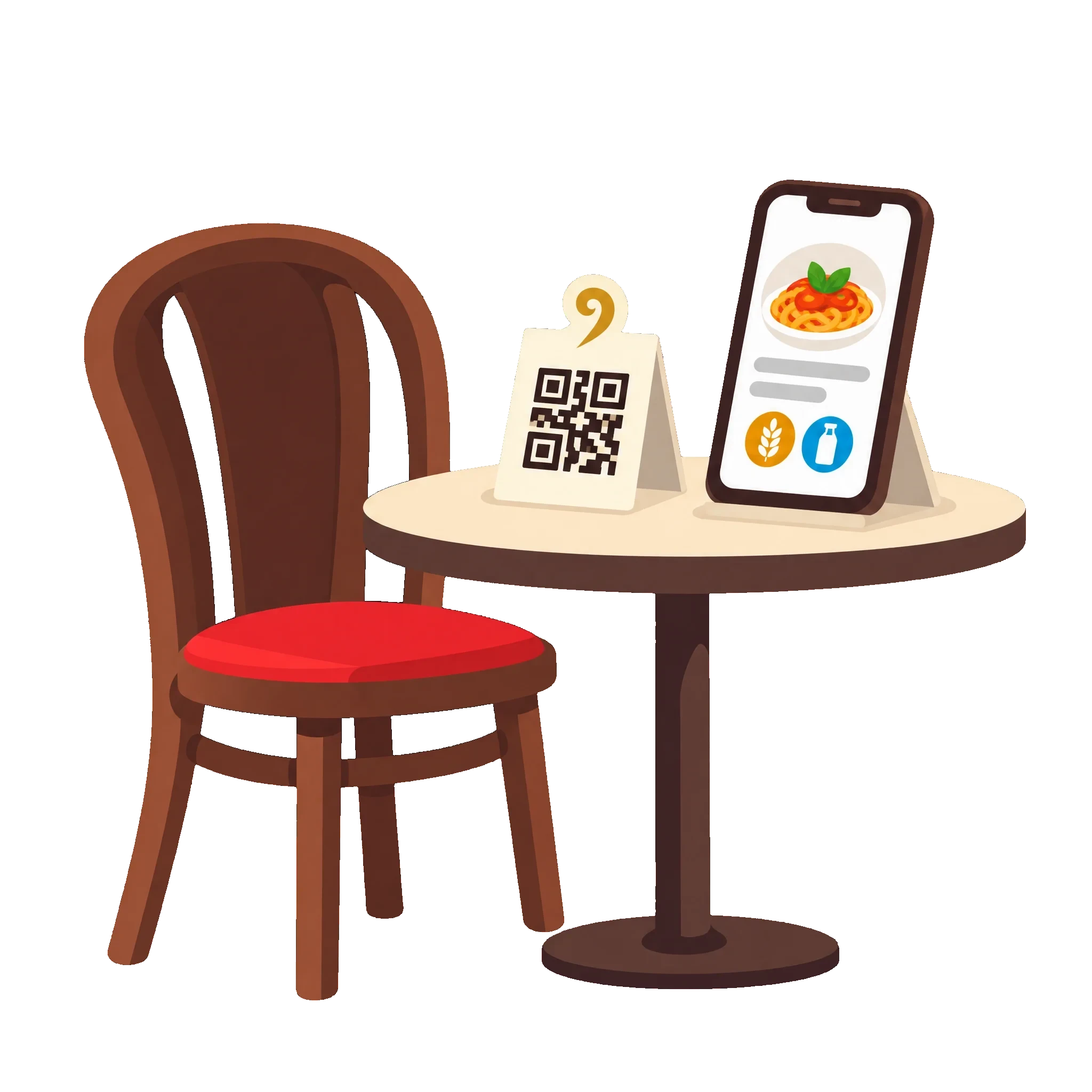 Tavolo del ristorante con codice QR e menù digitale